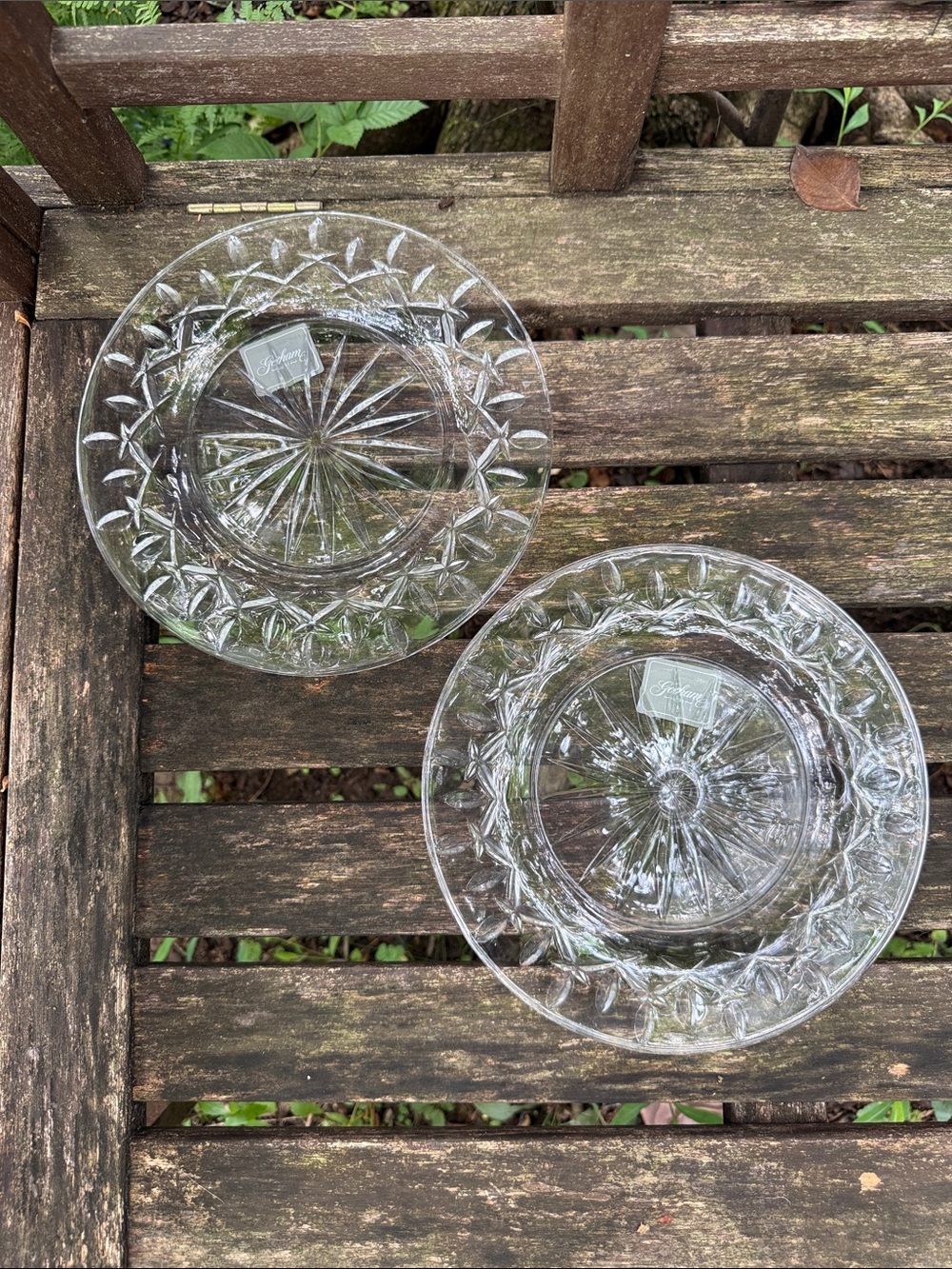 Gorham Clear Pressed Crystal Salad Plates - Pair